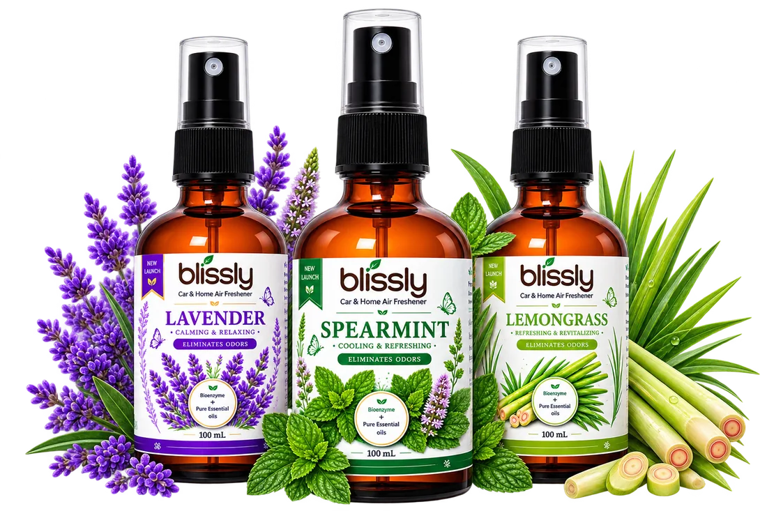 Blissly Choose Any 3 — Lavender, Spearmint and Lemongrass bottles