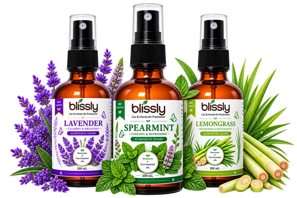 Three Blissly fragrance bottles — choose any three